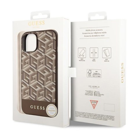 Guess GCube Stripes MagSafe - Etui iPhone 14 (Brązowy) Guess GCube Stripes MagSafe - Etui iPhone 14 (Brązowy)