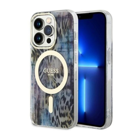 Guess Leopard MagSafe - Etui iPhone 14 Pro Max (Niebieski) Guess Leopard MagSafe - Etui iPhone 14 Pro Max (Niebieski)