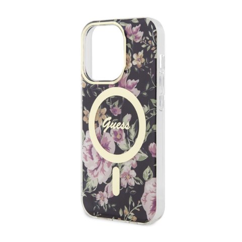Guess Flower MagSafe - Etui iPhone 14 Pro (Czarny) Guess Flower MagSafe - Etui iPhone 14 Pro (Czarny)