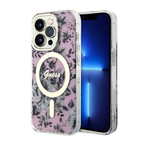 Guess Flower MagSafe - Etui iPhone 14 Pro Max (Różowy) Guess Flower MagSafe - Etui iPhone 14 Pro Max (Różowy)