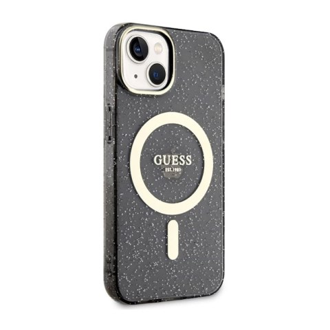 Guess Glitter Gold MagSafe - Etui iPhone 14 (Czarny) Guess Glitter Gold MagSafe - Etui iPhone 14 (Czarny)