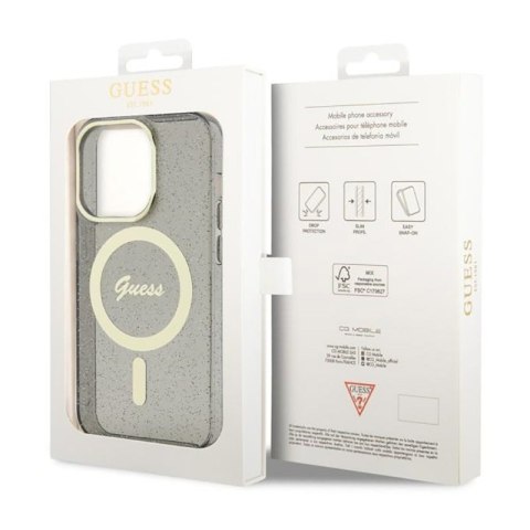 Guess Glitter Gold MagSafe - Etui iPhone 14 Pro Max (Czarny) Guess Glitter Gold MagSafe - Etui iPhone 14 Pro Max (Czarny)