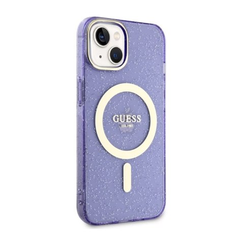 Guess Glitter Gold MagSafe - Etui iPhone 14 (Purpurowy) Guess Glitter Gold MagSafe - Etui iPhone 14 (Purpurowy)