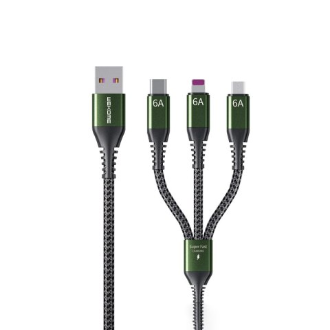 WEKOME WDC-170 Raython Series - Kabel połączeniowy 3w1 USB-A do USB-C + Lightning + Micro USB Fast Charging PD 1.2 m (Czarny) WEKOME WDC-170 Raython Series - Kabel połączeniowy 3w1 USB-A do USB-C + Lightning + Micro USB Fast Charging PD 1.2 m (Czarny)
