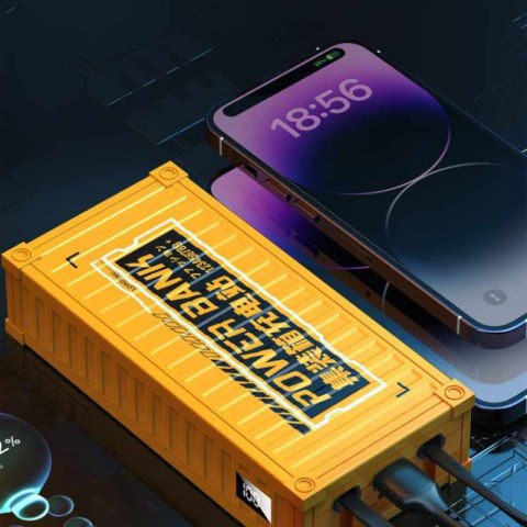 WEKOME WP-341 Container Series - Power bank 20000 mAh Super Charging z wbudowanym kablem USB-C & Lightning PD 20W + QC 22.5W (Żó WEKOME WP-341 Container Series - Power bank 20000 mAh Super Charging z wbudowanym kablem USB-C & Lightning PD 20W + QC 22.5W (Żó
