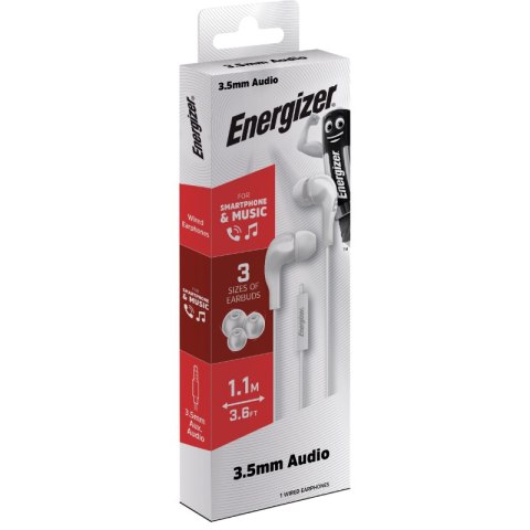 Energizer Classic CIA5 - Słuchawki przewodowe jack 3,5 mm (Biały) Energizer Classic CIA5 - Słuchawki przewodowe jack 3,5 mm (Biały)