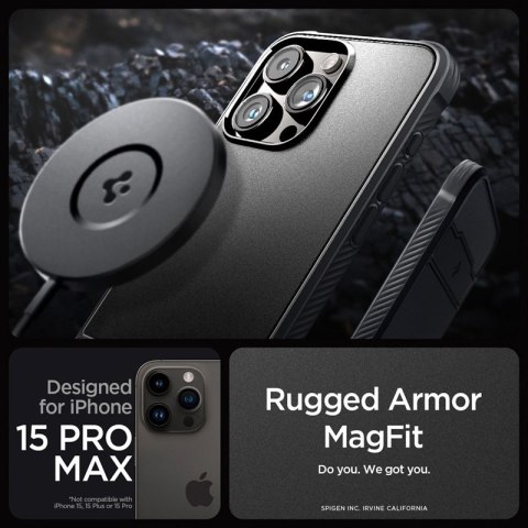 Spigen Rugged Armor Mag MagSafe - Etui do iPhone 15 Pro Max (Matte Black) Spigen Rugged Armor Mag MagSafe - Etui do iPhone 15 Pro Max (Matte Black)