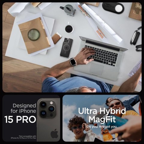 Spigen Ultra Hybrid Mag MagSafe - Etui do iPhone 15 Pro (Graphite) Spigen Ultra Hybrid Mag MagSafe - Etui do iPhone 15 Pro (Graphite)