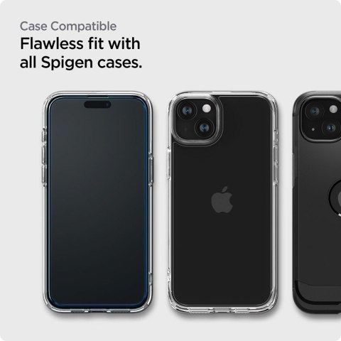 Spigen Alm Glass FC 2-Pack - Szkło hartowane do iPhone 15 2 szt (Czarna ramka) Spigen Alm Glass FC 2-Pack - Szkło hartowane do iPhone 15 2 szt (Czarna ramka)