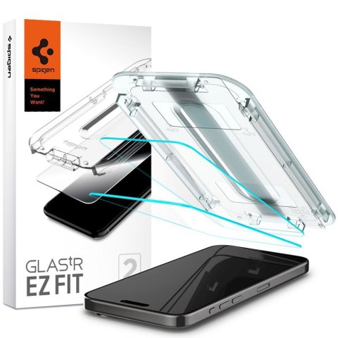 Spigen GLAS.TR EZ FIT 2-Pack - Szkło hartowane do iPhone 15 Pro Max 2 szt Spigen GLAS.TR EZ FIT 2-Pack - Szkło hartowane do iPhone 15 Pro Max 2 szt