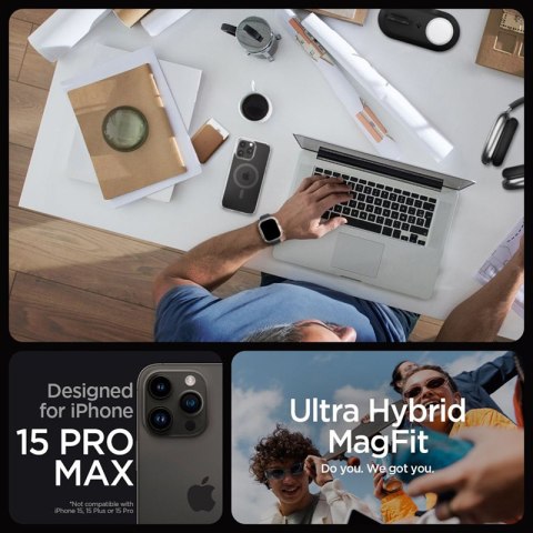 Spigen Ultra Hybrid Mag MagSafe - Etui do iPhone 15 Pro Max (Graphite) Spigen Ultra Hybrid Mag MagSafe - Etui do iPhone 15 Pro Max (Graphite)