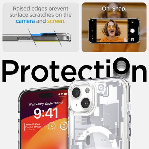 Spigen Ultra Hybrid Mag MagSafe - Etui do iPhone 15 (Zero One White) Spigen Ultra Hybrid Mag MagSafe - Etui do iPhone 15 (Zero One White)