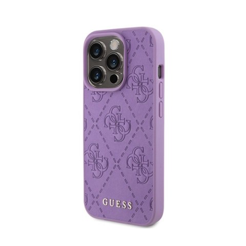 Guess Leather 4G Stamped - Etui iPhone 15 Pro (fioletowy) Guess Leather 4G Stamped - Etui iPhone 15 Pro (fioletowy)