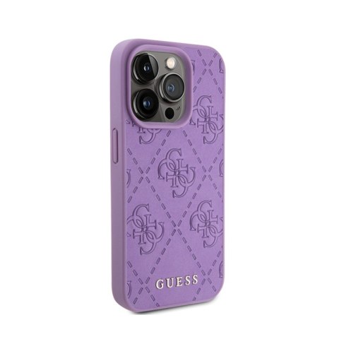 Guess Leather 4G Stamped - Etui iPhone 15 Pro (fioletowy) Guess Leather 4G Stamped - Etui iPhone 15 Pro (fioletowy)