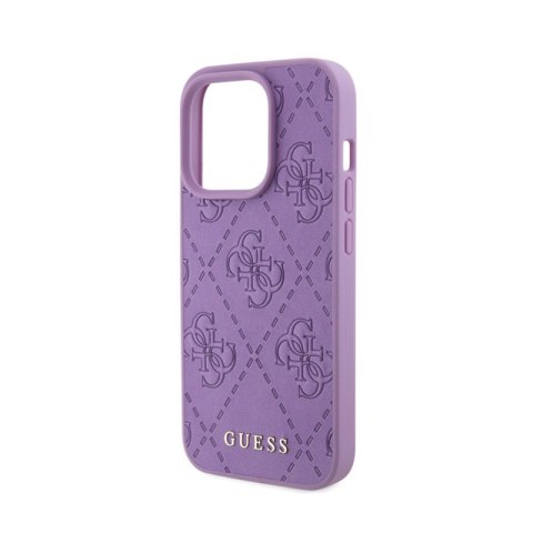 Guess Leather 4G Stamped - Etui iPhone 15 Pro (fioletowy) Guess Leather 4G Stamped - Etui iPhone 15 Pro (fioletowy)