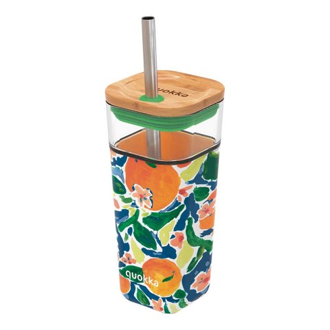 Quokka Liquid Cube - Kubek szklany 540 ml ze słomką ze stali nierdzewnej (Oranges) Quokka Liquid Cube - Kubek szklany 540 ml ze słomką ze stali nierdzewnej (Oranges)