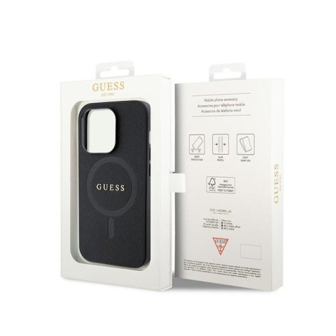 Guess Saffiano MagSafe - Etui iPhone 15 Pro Max (czarny) Guess Saffiano MagSafe - Etui iPhone 15 Pro Max (czarny)