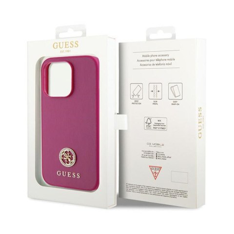Guess 4G Strass Metal Logo - Etui iPhone 15 Pro Max (różowy) Guess 4G Strass Metal Logo - Etui iPhone 15 Pro Max (różowy)