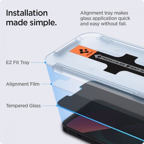 Spigen GLAS.TR EZ FIT Privacy 2-Pack - Szkło hartowane z filtrem prywatyzującym do iPhone 14 / iPhone 13 Pro / iPhone 13 2 szt Spigen GLAS.TR EZ FIT Privacy 2-Pack - Szkło hartowane z filtrem prywatyzującym do iPhone 14 / iPhone 13 Pro / iPhone 13 2 szt