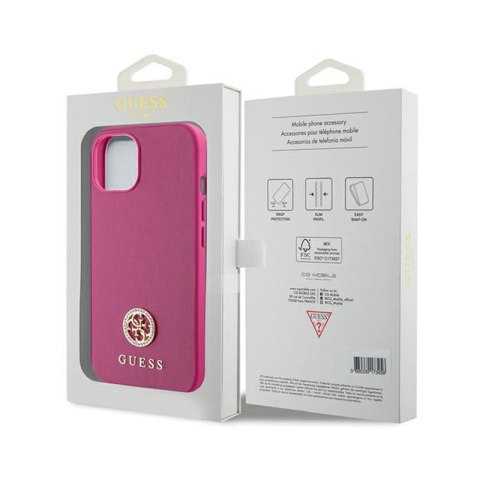 Guess 4G Strass Metal Logo - Etui iPhone 15 (różowy) Guess 4G Strass Metal Logo - Etui iPhone 15 (różowy)
