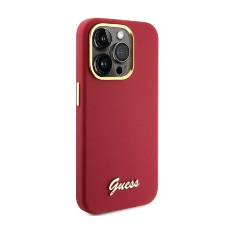 Guess Silicone Script Metal Logo & Frame - Etui iPhone 15 Pro Max (magenta) Guess Silicone Script Metal Logo & Frame - Etui iPhone 15 Pro Max (magenta)