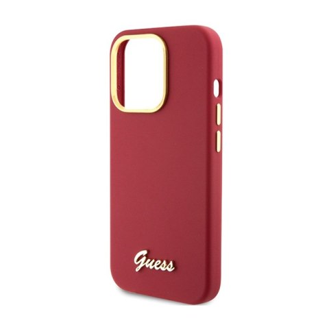 Guess Silicone Script Metal Logo & Frame - Etui iPhone 15 Pro Max (magenta) Guess Silicone Script Metal Logo & Frame - Etui iPhone 15 Pro Max (magenta)