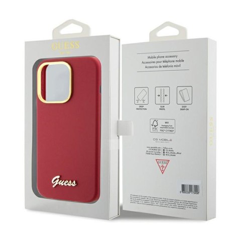 Guess Silicone Script Metal Logo & Frame - Etui iPhone 15 Pro Max (magenta) Guess Silicone Script Metal Logo & Frame - Etui iPhone 15 Pro Max (magenta)