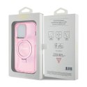 Guess Ring Stand Script Glitter MagSafe - Etui iPhone 15 Pro Max (różowy)
