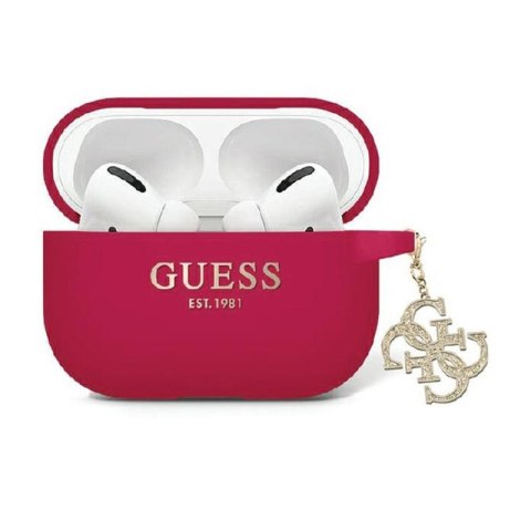 Guess Liquid Silicone Glitter Triangle Charm - Etui AirPods Pro 2 (purpurowy) Guess Liquid Silicone Glitter Triangle Charm - Etui AirPods Pro 2 (purpurowy)