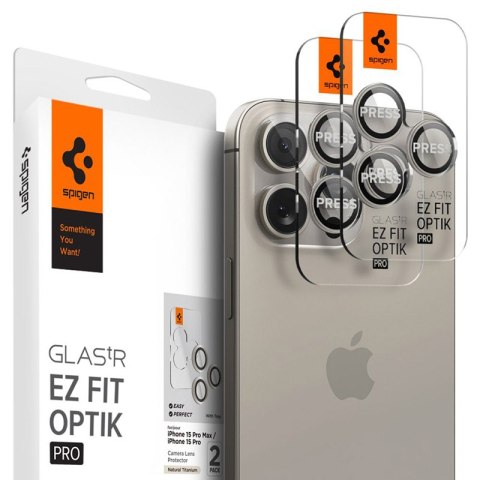 Spigen Optik.TR EZ Fit Camera Lens Protector 2-Pack - Szkło ochronne na obiektyw do iPhone 15 Pro / 15 Pro Max / iPhone 14 Pro / Spigen Optik.TR EZ Fit Camera Lens Protector 2-Pack - Szkło ochronne na obiektyw do iPhone 15 Pro / 15 Pro Max / iPhone 14 Pro /