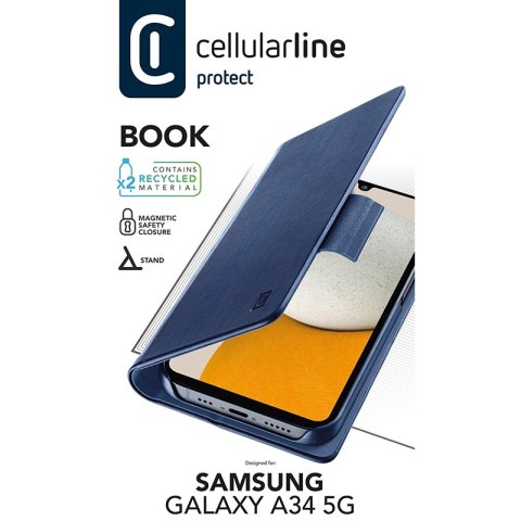 Cellularline Book Case - Etui Samsung Galaxy A34 5G (niebieski) Cellularline Book Case - Etui Samsung Galaxy A34 5G (niebieski)