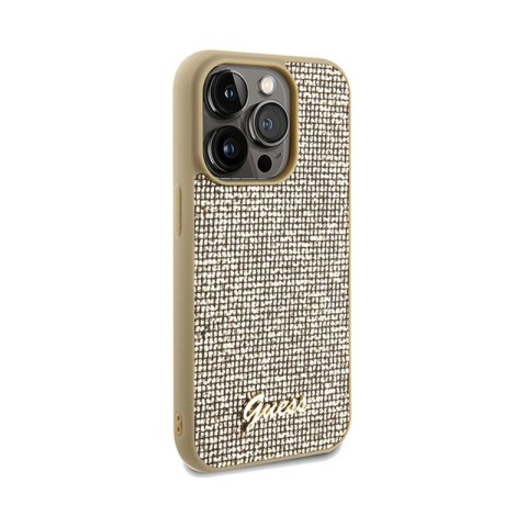 Guess Disco Metal Script - Etui iPhone 14 Pro (złoty) Guess Disco Metal Script - Etui iPhone 14 Pro (złoty)
