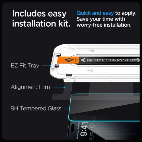 Spigen GLAS.TR EZ FIT Privacy - Szkło hartowane z filtrem prywatyzującym do iPhone 15 Pro Max Spigen GLAS.TR EZ FIT Privacy - Szkło hartowane z filtrem prywatyzującym do iPhone 15 Pro Max