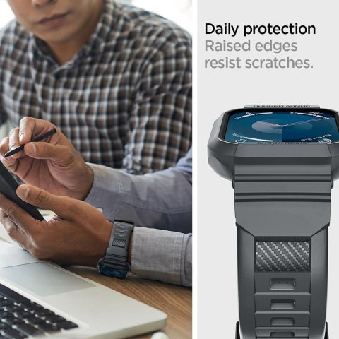Spigen Rugged Armor Pro - Pasek z obudową do Apple Watch 4/5/6/7/8/9/SE 44/45 mm (Dark Grey) Spigen Rugged Armor Pro - Pasek z obudową do Apple Watch 4/5/6/7/8/9/SE 44/45 mm (Dark Grey)