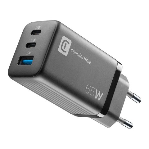 Cellularline Multipower Micro GaN - Ładowarka sieciowa 2x USB-C & USB-A Power Delivery 65W (czarny) Cellularline Multipower Micro GaN - Ładowarka sieciowa 2x USB-C & USB-A Power Delivery 65W (czarny)