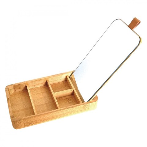 BAMBUSOWY ORGANIZER NA DROBIAZGI Z LUSTERKIEM KINGHOFF KH-1695 BAMBUSOWY ORGANIZER NA DROBIAZGI Z LUSTERKIEM KINGHOFF KH-1695