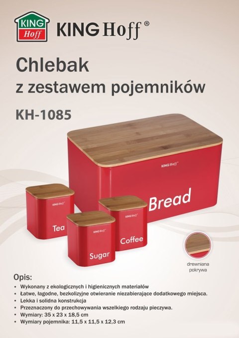 CHLEBAK W ZESTAWIE Z 3 POJEMNIKAMI KiNGHOFF KH-1085 CHLEBAK W ZESTAWIE Z 3 POJEMNIKAMI KiNGHOFF KH-1085