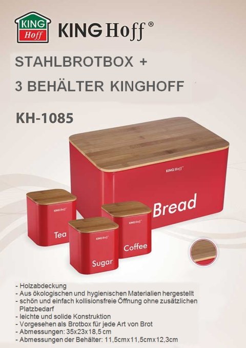 CHLEBAK W ZESTAWIE Z 3 POJEMNIKAMI KiNGHOFF KH-1085 CHLEBAK W ZESTAWIE Z 3 POJEMNIKAMI KiNGHOFF KH-1085