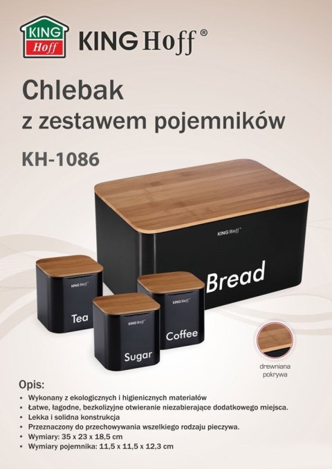 CHLEBAK W ZESTAWIE Z 3 POJEMNIKAMI KiNGHOFF KH-1086 CHLEBAK W ZESTAWIE Z 3 POJEMNIKAMI KiNGHOFF KH-1086
