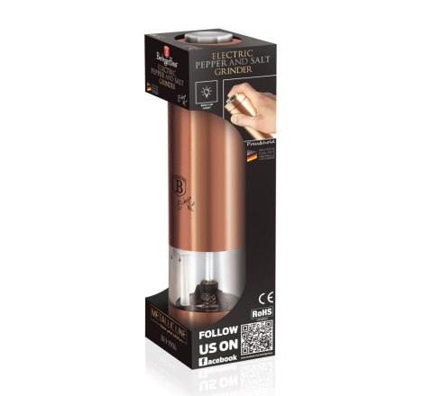 ELEKTRYCZNY MŁYNEK DO SOLI LUB PIEPRZU BERLINGER HAUS ROSE GOLD BH-1906 ELEKTRYCZNY MŁYNEK DO SOLI LUB PIEPRZU BERLINGER HAUS ROSE GOLD BH-1906