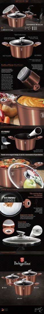GARNEK 2.5L 20CM BERLINGER HAUS METALLIC LINE ROSE GOLD BH-1514-N GARNEK 2.5L 20CM BERLINGER HAUS METALLIC LINE ROSE GOLD BH-1514-N