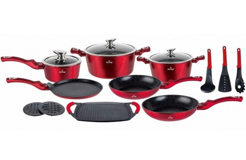 KOMPLET GARNKÓW z POWŁOKĄ MARMUROWĄ 15 EL. ZILNER CHERRY RED ZL-8591 KOMPLET GARNKÓW z POWŁOKĄ MARMUROWĄ 15 EL. ZILNER CHERRY RED ZL-8591