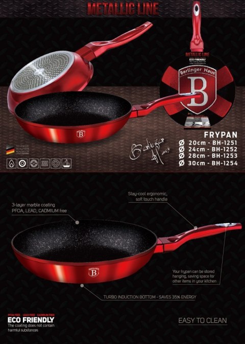 PATELNIA GRANITOWA 28CM BERLINGER HAUS METALLIC LINE RED BH-1253 PATELNIA GRANITOWA 28CM BERLINGER HAUS METALLIC LINE RED BH-1253