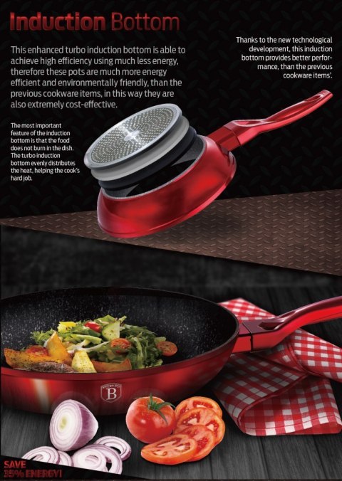 PATELNIA GRANITOWA 28CM BERLINGER HAUS METALLIC LINE RED BH-1253 PATELNIA GRANITOWA 28CM BERLINGER HAUS METALLIC LINE RED BH-1253