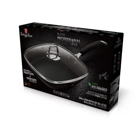 PATELNIA GRILLOWA TYTANOWA 28cm BERLINGER HAUS BLACK PROFESSIONAL LINE BH-6130 PATELNIA GRILLOWA TYTANOWA 28cm BERLINGER HAUS BLACK PROFESSIONAL LINE BH-6130