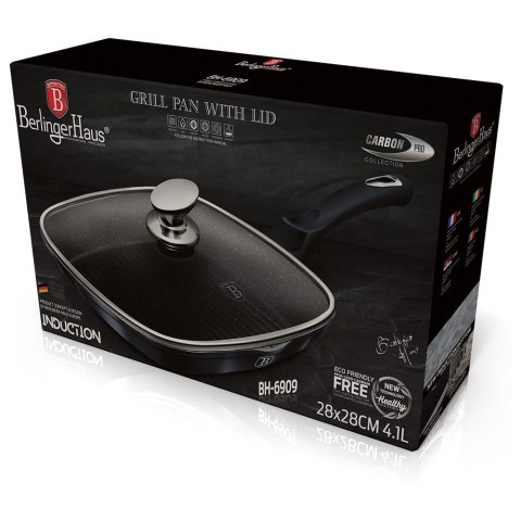 PATELNIA GRILLOWA Z POWŁ. GRANITOWĄ 28x28cm BERLINGER HAUS Carbon Pro BH-6909 PATELNIA GRILLOWA Z POWŁ. GRANITOWĄ 28x28cm BERLINGER HAUS Carbon Pro BH-6909