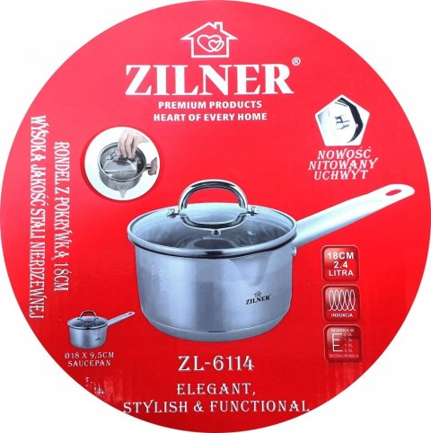 RONDEL STALOWY 2.4L / 18CM Z WYLEWKĄ ZILNER ZL-6114 RONDEL STALOWY 2.4L / 18CM Z WYLEWKĄ ZILNER ZL-6114
