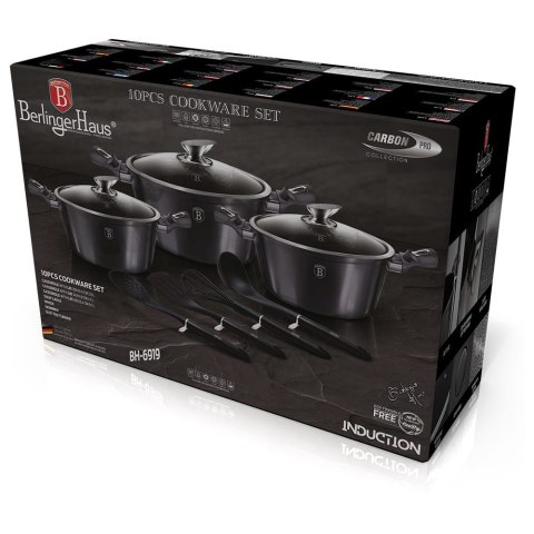 ZESTAW GARNKÓW Z POWŁ. GRANITOWĄ 10 EL. BERLINGER HAUS Carbon Pro BH-6919 ZESTAW GARNKÓW Z POWŁ. GRANITOWĄ 10 EL. BERLINGER HAUS Carbon Pro BH-6919