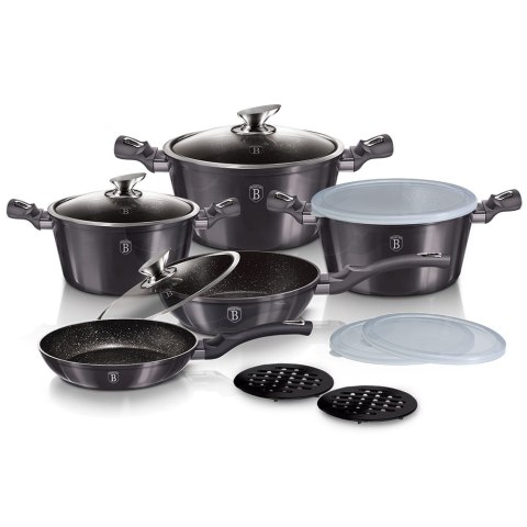 ZESTAW GARNKÓW Z POWŁ. GRANITOWĄ 13 EL. BERLINGER HAUS Carbon Pro BH-6886 ZESTAW GARNKÓW Z POWŁ. GRANITOWĄ 13 EL. BERLINGER HAUS Carbon Pro BH-6886