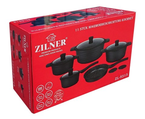 ZESTAW GARNKÓW Z POWŁ. MARMUR. 11 EL. ZILNER ZL-8513 ZESTAW GARNKÓW Z POWŁ. MARMUR. 11 EL. ZILNER ZL-8513